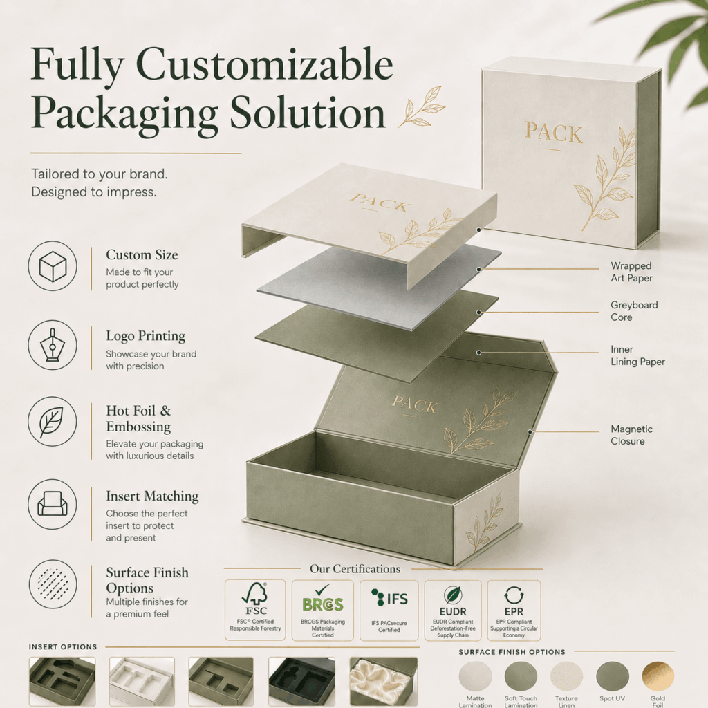 Collapsible magnetic gift box with foldable structure for premium retail and gift packaging