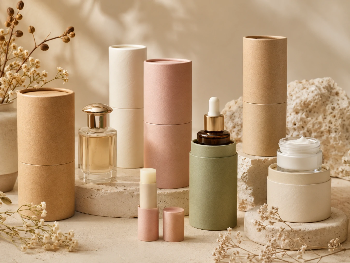Custom cosmetic paper tube packaging for skincare and perfume brands (2)