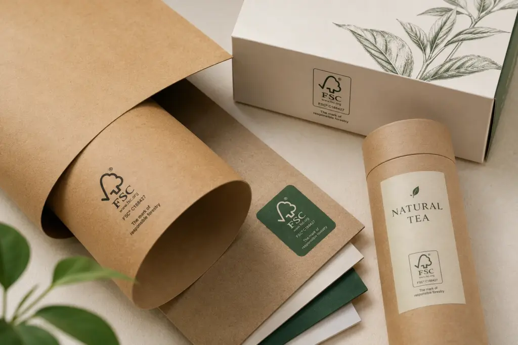 Material de papel kraft FSC para embalagens sustentáveis ​​personalizadas