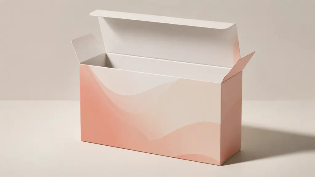 Open folding box with pink wave gradient design