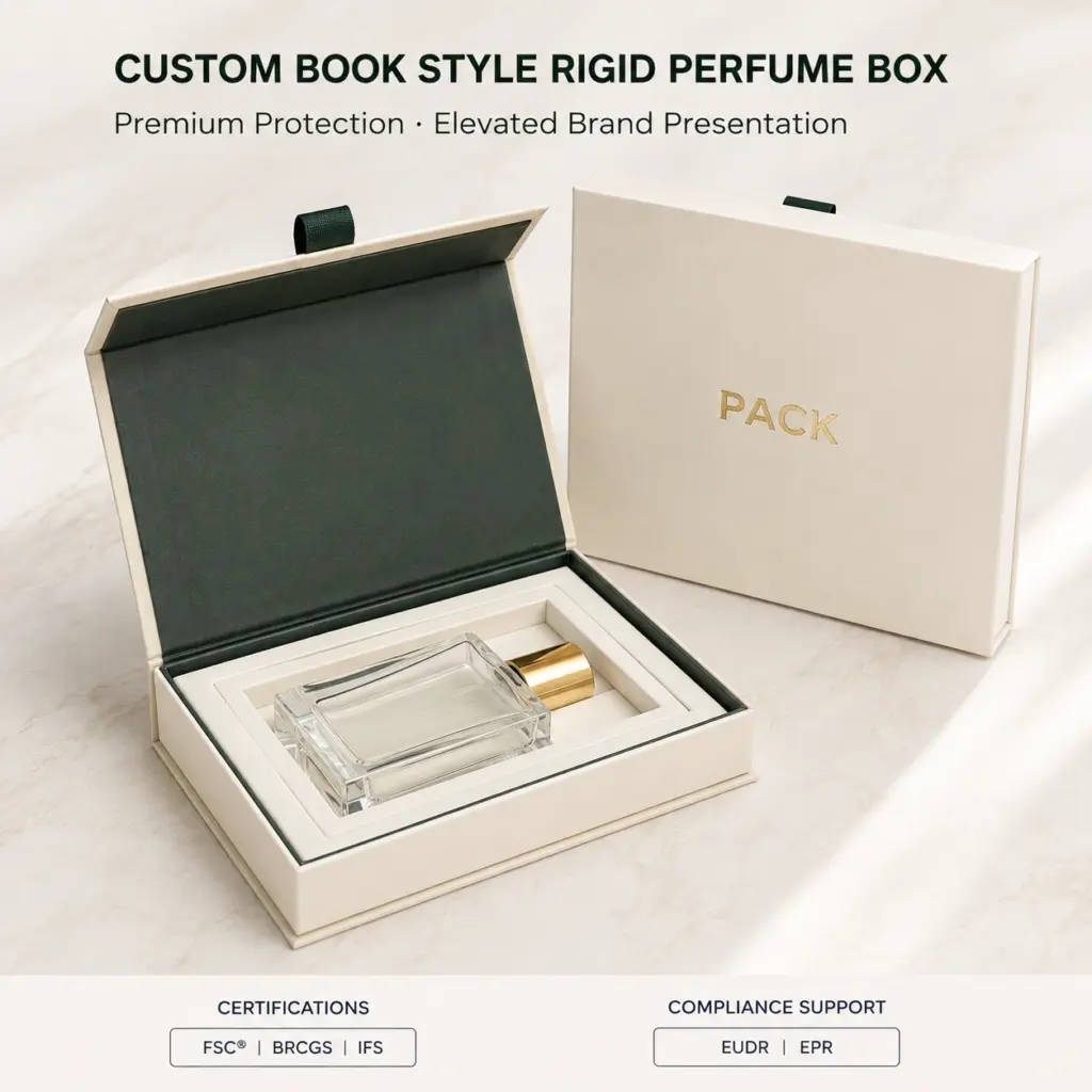 book style hinged boxes with custom EVA insert