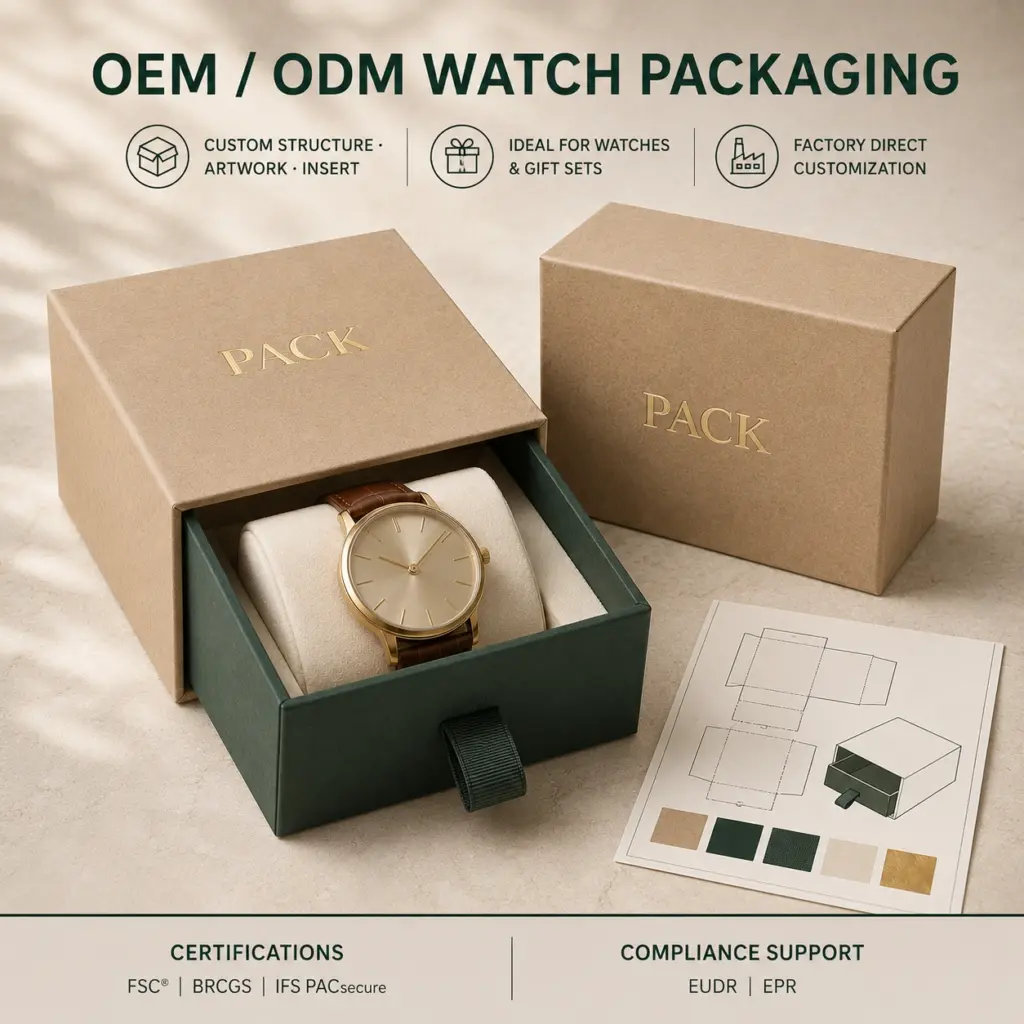custom rigid drawer boxes for luxury watch packaging