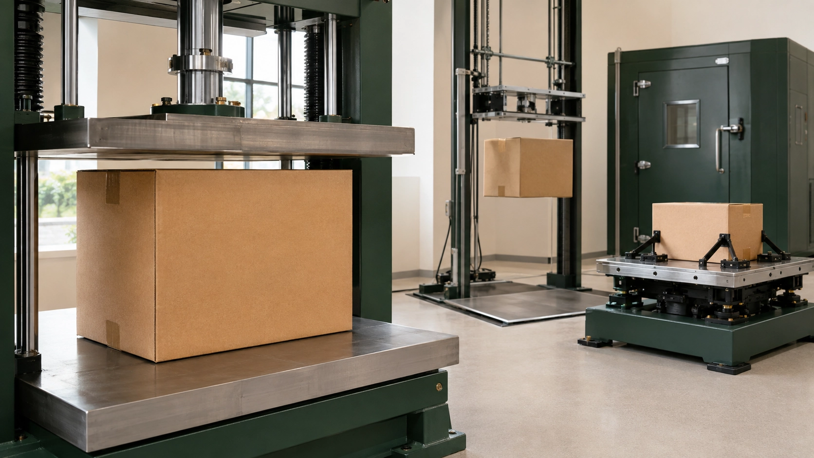Corrugated box testing for compression, drop and ISTA protocols
