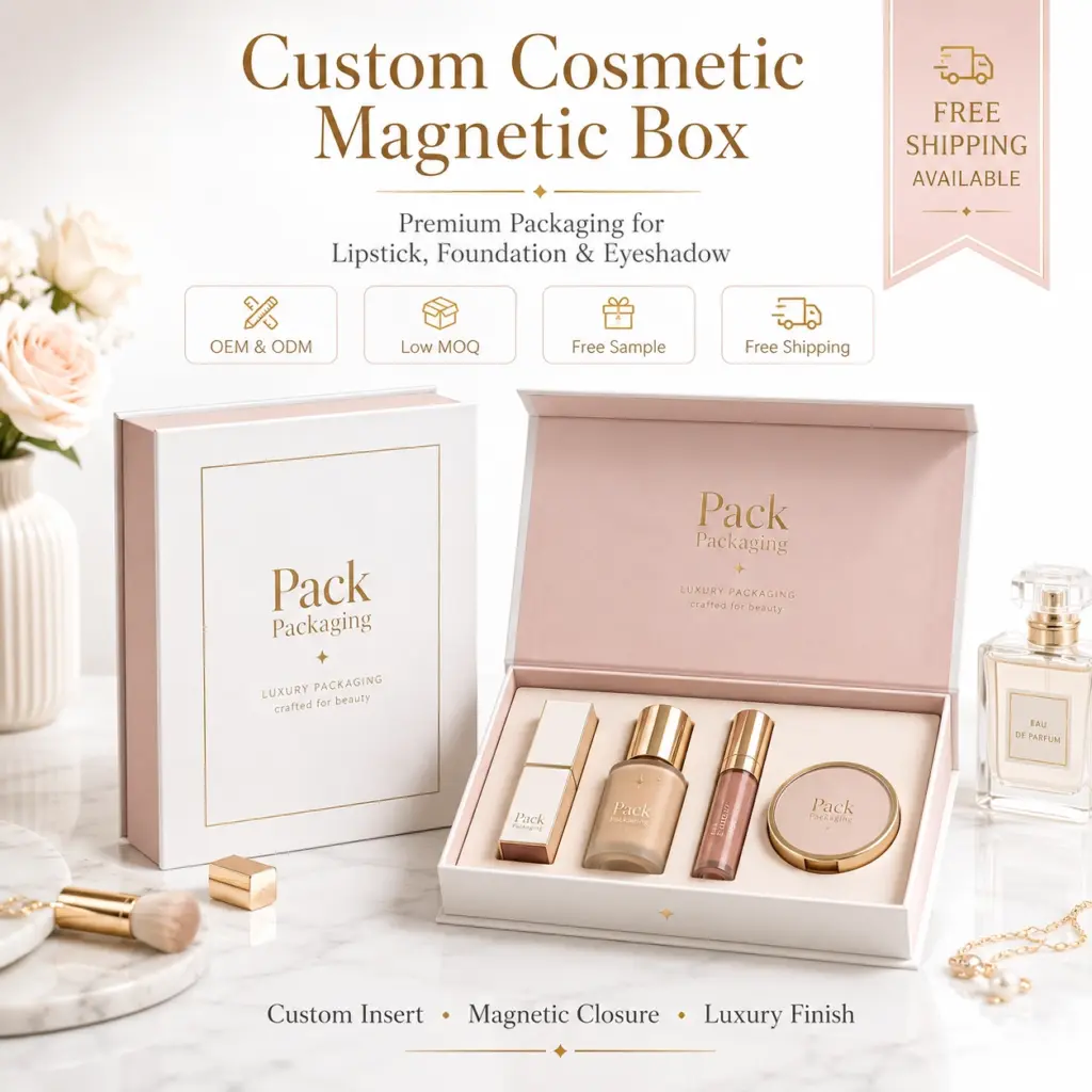 Individuelle Kosmetik-Magnetbox mit Logo aus Goldfolie mit Prägung