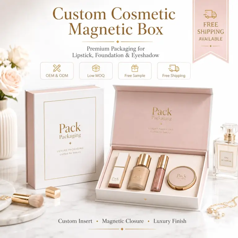 Caja de regalo magnética cosmética personalizada con lámina de oro & Logotipo en relieve