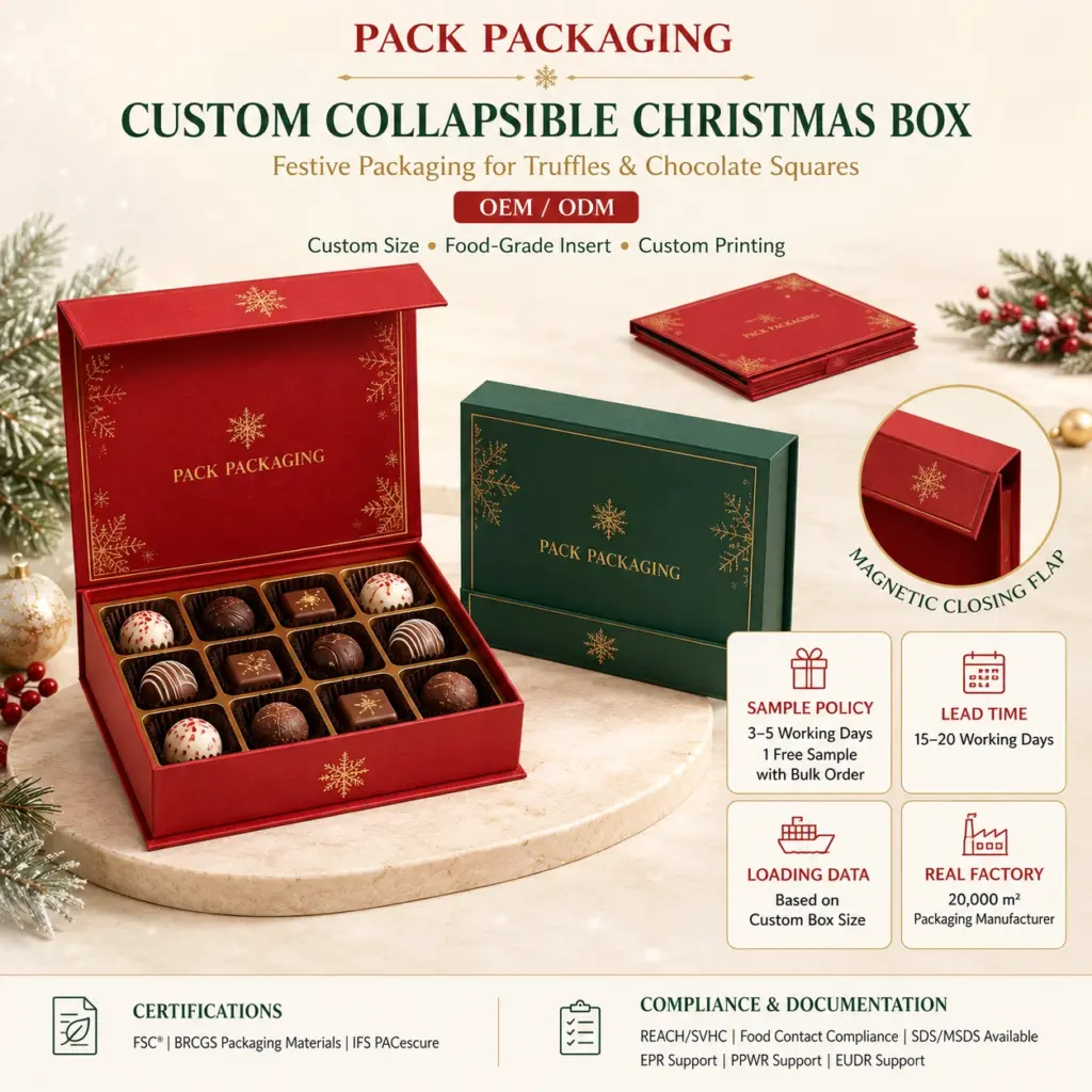 Individuelle faltbare Weihnachtsgeschenkboxen mit Goldfolie