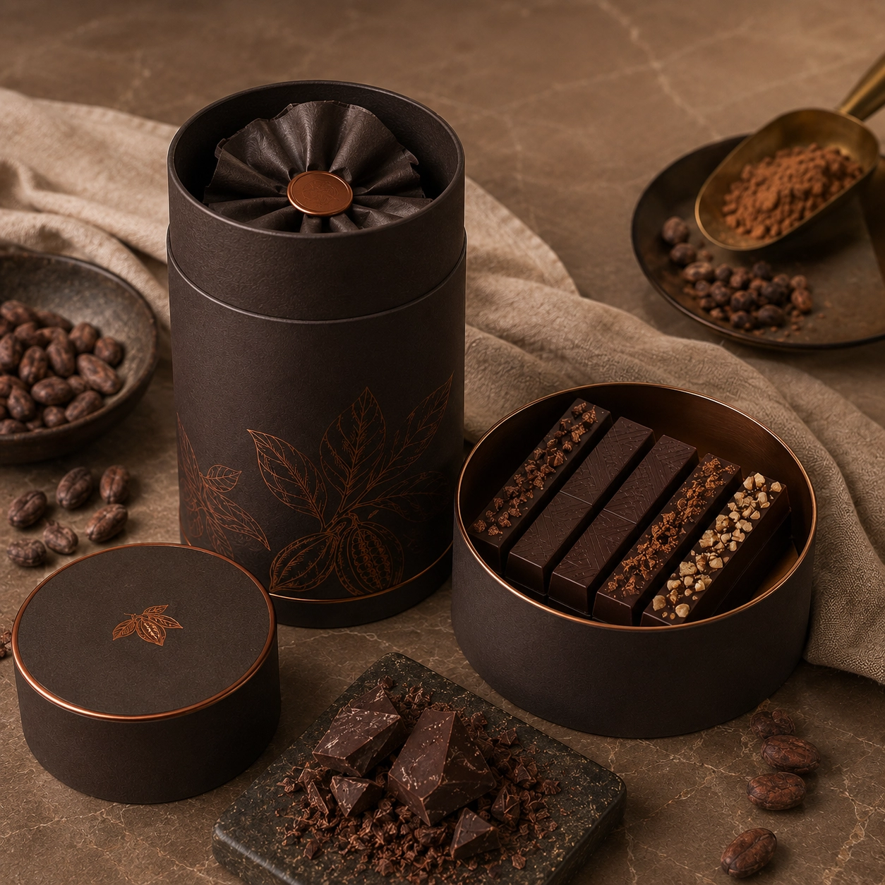embalaje de tubos de papel de chocolate