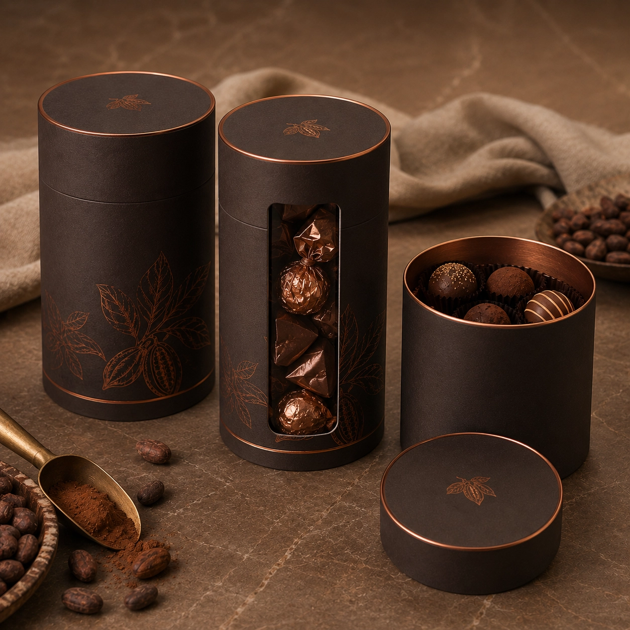 embalaje de tubos de papel de chocolate