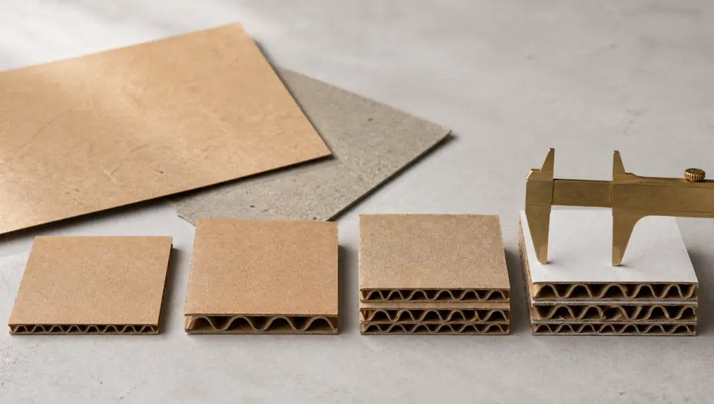 corrugated packaging cost breakdown with board samples and specification review