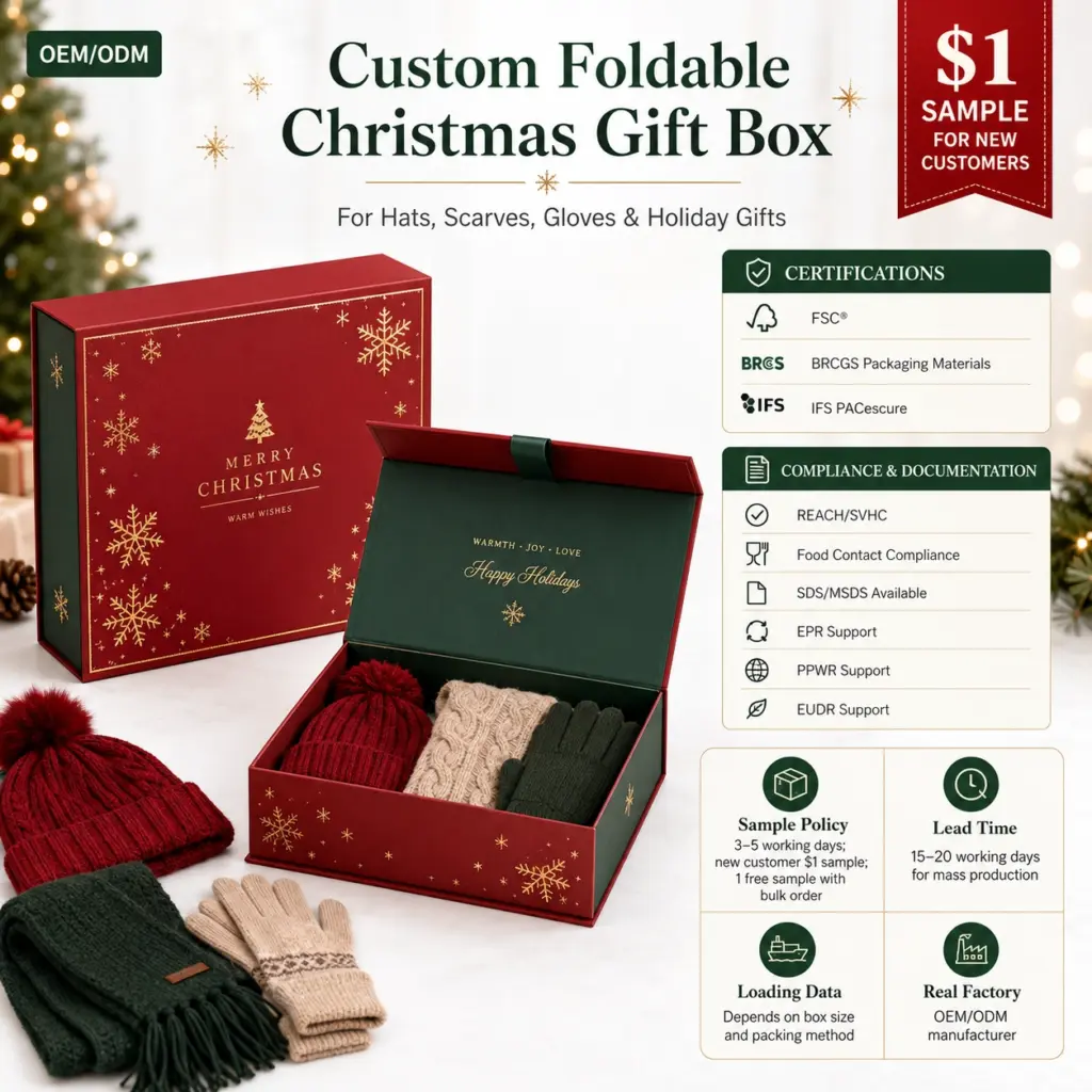 Individuelle faltbare Weihnachtsgeschenkboxen mit Goldfolienlogo