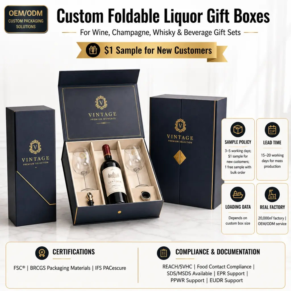 caixas de presente de bebidas dobráveis ​​personalizadas